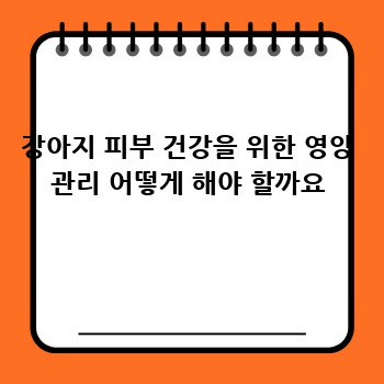 강아지 피부 건강을 위한 영양 관리 어떻게 해야 할까요